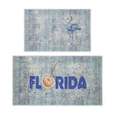 US States Florida Design Non Skid Washable Kitchen Runner Rugs Set of 2| 44 x 24 and 31.5 x 20 Inches Floor Mats|Silver