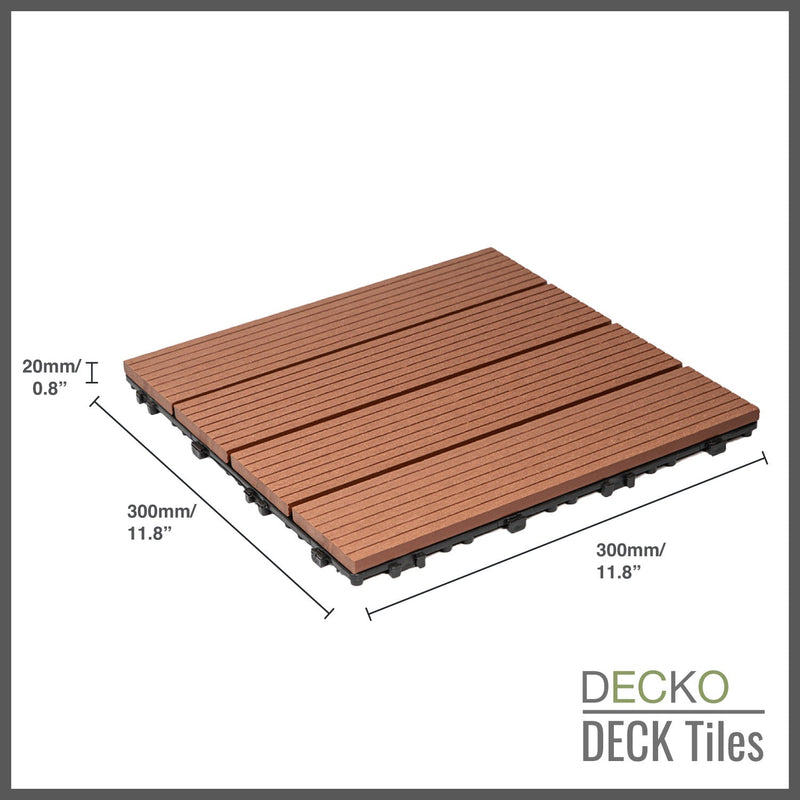 <b>Deck Tiles</b> - Premium WPC Interlocking | DECKO (11.8"/11.8"/0.8") - <b>choose the color</b> - (One Piece)