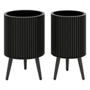 Fluted Metal Planter Pots with Stand Set of 2 by DirectDeals