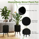 Fluted Metal Planter Pots with Stand Set of 2 by DirectDeals