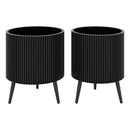 Fluted Metal Planter Pots with Stand Set of 2 by DirectDeals