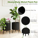 Fluted Metal Planter Pots with Stand Set of 2 by LJGDeals