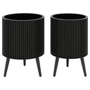 Fluted Metal Planter Pots with Stand Set of 2 by LJGDeals