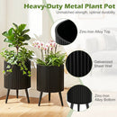 Fluted Metal Planter Pots with Stand Set of 2 by DirectDeals