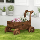 Decorative Wooden Wagon Cart with Handle Wheels and Drainage Hole-Rustic Brown by LJGDeals