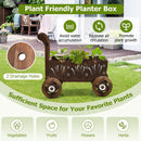 Decorative Wooden Wagon Cart with Handle Wheels and Drainage Hole-Rustic Brown by LJGDeals