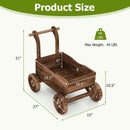 Decorative Wooden Wagon Cart with Handle Wheels and Drainage Hole-Rustic Brown by LJGDeals