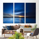 Deep Blue Ocean Sunset Canvas Art, Serene Coastal Sunset