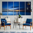 Deep Blue Ocean Sunset Canvas Art, Serene Coastal Sunset