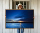 Deep Blue Ocean Sunset Canvas Art, Serene Coastal Sunset