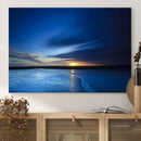 Deep Blue Ocean Sunset Canvas Art, Serene Coastal Sunset