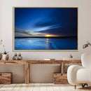 Deep Blue Ocean Sunset Canvas Art, Serene Coastal Sunset