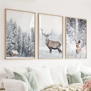 Winter Animal Wall Decor Set of 3. Snowy Forest, Deer by Wall Art Set