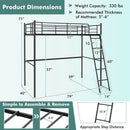 Twin Metal Loft Bed with Ladderand High Guard Rails by LJGDeals