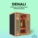 Peak Saunas Denali Luxury 3-Person Full Spectrum Infrared Sauna with Two XL Medical-Grade Red Light Therapy Panels & Smart WiFi App Control