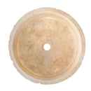 Round 16 Inch Beige Travertine Stone Vessel Bathroom Sink