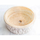 Round 16 Inch Beige Travertine Stone Vessel Bathroom Sink