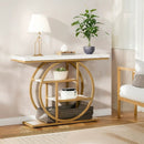 Luxury Gold Console Table with Marble Top, Modern Entryway Sofa Table by 2Dropme