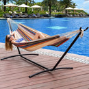 Heavy Duty Double Hammock with Steel Stand 450lbs Portable Outdoor Indoor Blue by 2Dropme