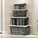 4PCS Stackable Storage Boxes with Lids & Handles Clear Organizer Bins Home Closet by 2Dropme