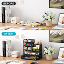Iron Mesh Desk Organizer Multi-Layer Stationery Storage Box Office School Supplies by 2Dropme