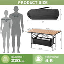 Portable Folding Camping Table for 4-6 People Adjustable Height Picnic BBQ Table by 2Dropme