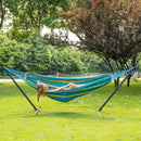 Heavy Duty Double Hammock with Steel Stand 450lbs Portable Outdoor Indoor Blue by 2Dropme