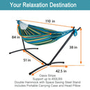 Heavy Duty Double Hammock with Steel Stand 450lbs Portable Outdoor Indoor Blue by 2Dropme