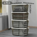 4PCS Stackable Storage Boxes with Lids & Handles Clear Organizer Bins Home Closet by 2Dropme