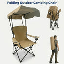 Outdoor Camping Chair w/ Canopy Foldable Portable Chair Cup Holder Carry Bag