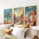 3 Piece USA National Park Art. Big Bend, Arches, Joshua Tree by Wall Art Set