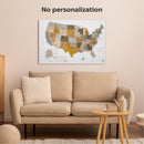 Wooden Canvas USA Map - Desert