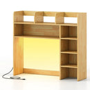 Desktop Bookshelf with LED Lights 35.5 inch Desk Hutch Storage Organizer by DirectDeals
