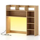 Desktop Bookshelf with LED Lights 35.5 inch Desk Hutch Storage Organizer by LJGDeals