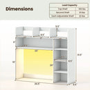 Desktop Bookshelf with LED Lights 35.5" Desk Hutch Organizer by LJGDeals