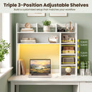 Desktop Bookshelf with LED Lights 35.5" Desk Hutch Organizer by LJGDeals