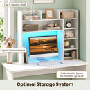 Desktop Bookshelf with LED Lights 35.5" Desk Hutch Organizer by LJGDeals
