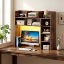 Desktop Bookshelf with LED Lights 35.5" Desk Hutch Organizer by LJGDeals
