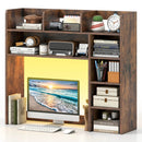 Desktop Bookshelf with LED Lights 35.5" Desk Hutch Organizer by LJGDeals