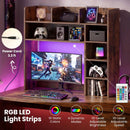 Desktop Bookshelf with LED Lights 35.5" Desk Hutch Organizer by LJGDeals