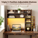 Desktop Bookshelf with LED Lights 35.5" Desk Hutch Organizer by LJGDeals