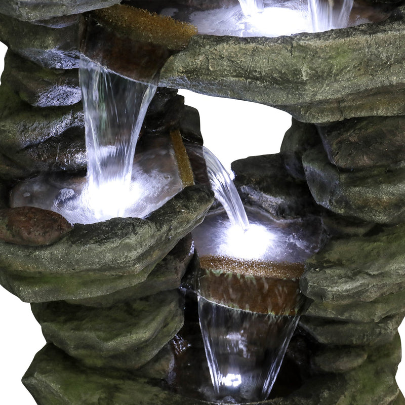 Resin Rock Waterfall Fountain Large 60 Inch 7 Tier, detail