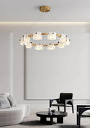 Diamond Shaped Alabaster Ring Chandelier