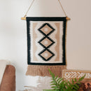Diamond Western Cotton Wall Hanging with Jute Tassels | Rustic Boho Western Wall Décor | 10" x 12"