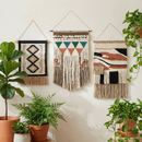 Diamond Western Cotton Wall Hanging with Jute Tassels | Rustic Boho Western Wall Décor | 10" x 12"