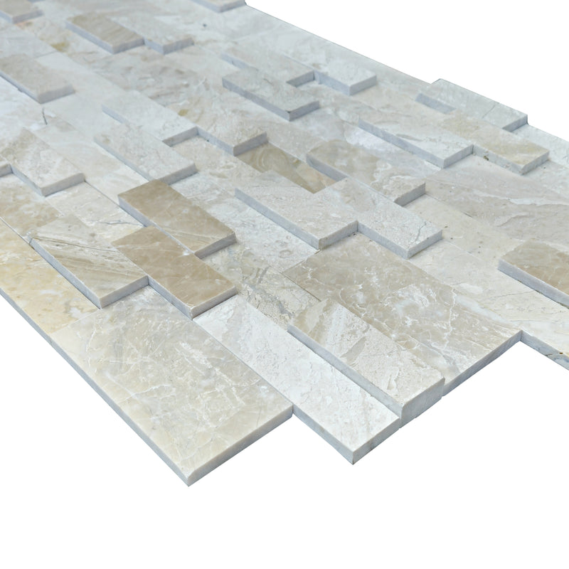 Diana Royal Ledger 3D Panel 6"x24" Honed Natural Marble Wall Tile