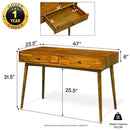 Acacia Lagom 48" Solid Wood Work Desk with Drawers for Functional Home Office by Megsu