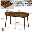 Acacia Lagom 48" Solid Wood Work Desk with Drawers for Functional Home Office
