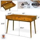 Acacia Lagom 48" Solid Wood Work Desk with Drawers for Functional Home Office