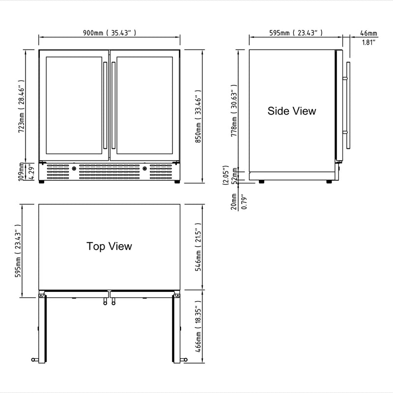 36-inch Beer and Wine Cooler Combination with Low-E Glass Door